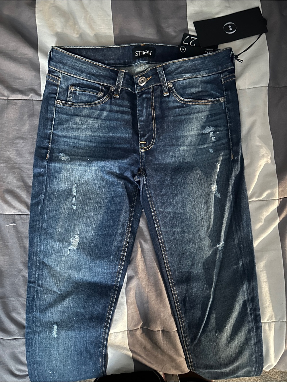 Strom Indigo Distressed Skinny Jeans